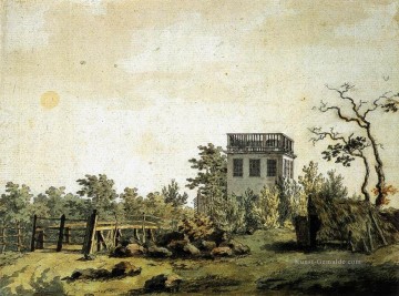 Landschaft mit Pavillon romantischen Caspar David Friedrich Ölgemälde